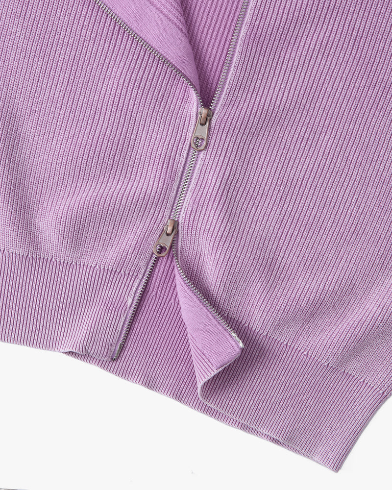 Shady Knit Zip-Up Cardigan Purple