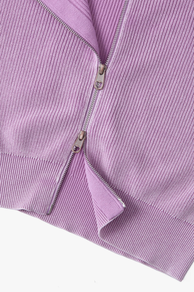 Shady Knit Zip-Up Cardigan Purple