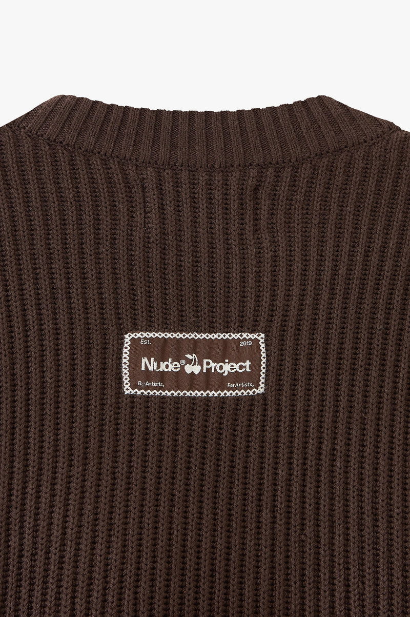 Wavy Knit Sweater Brown