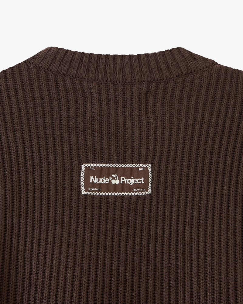 Wavy Knit Sweater Brown