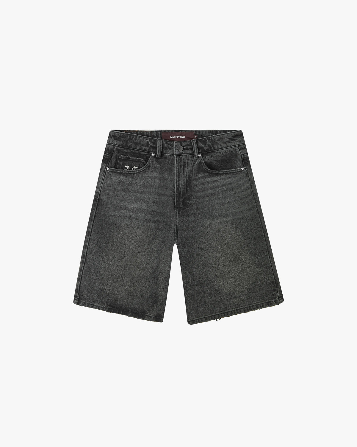 Straight Denim Shorts Black