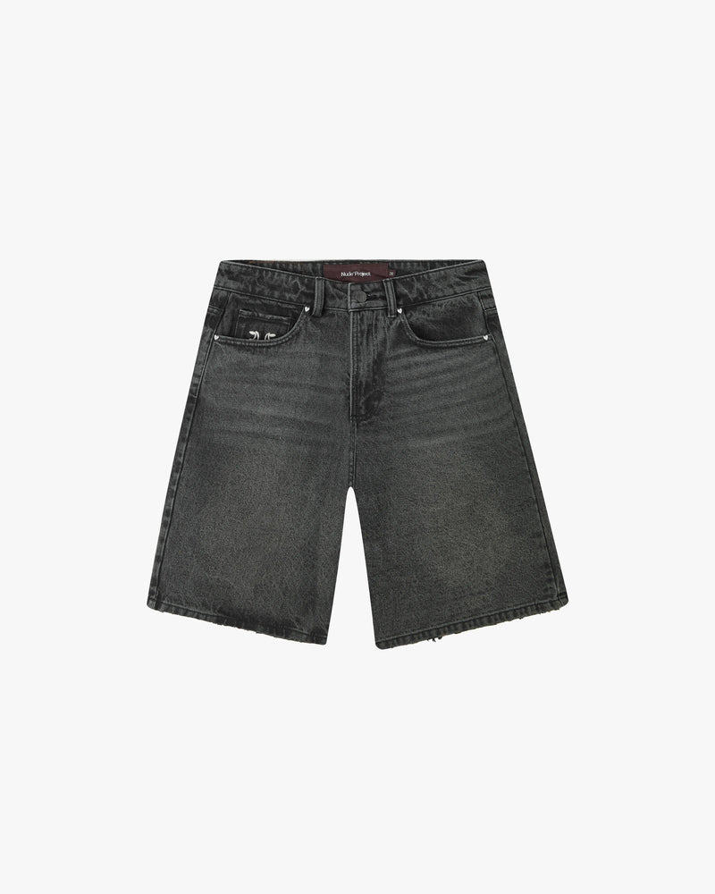 Straight Denim Shorts Black