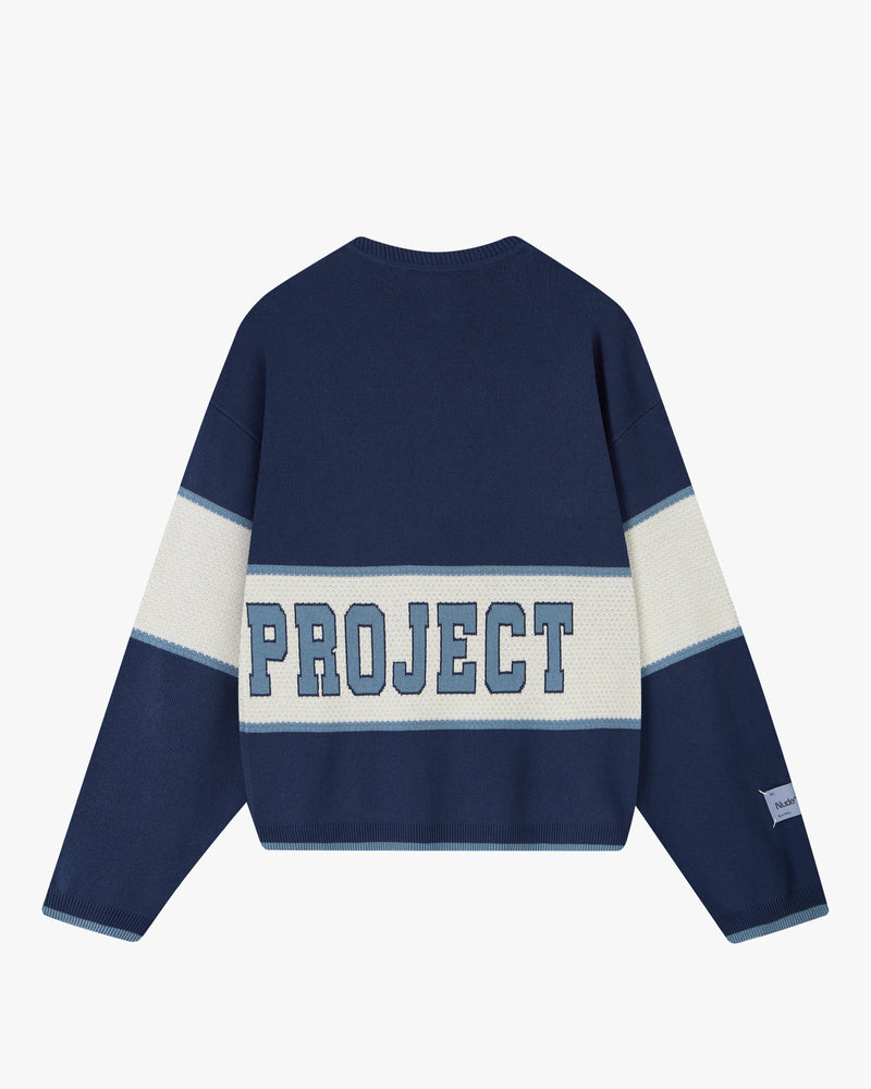 Big-Striped Knit Sweater Navy