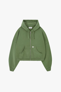 Script Zip-Up Hoodie Green