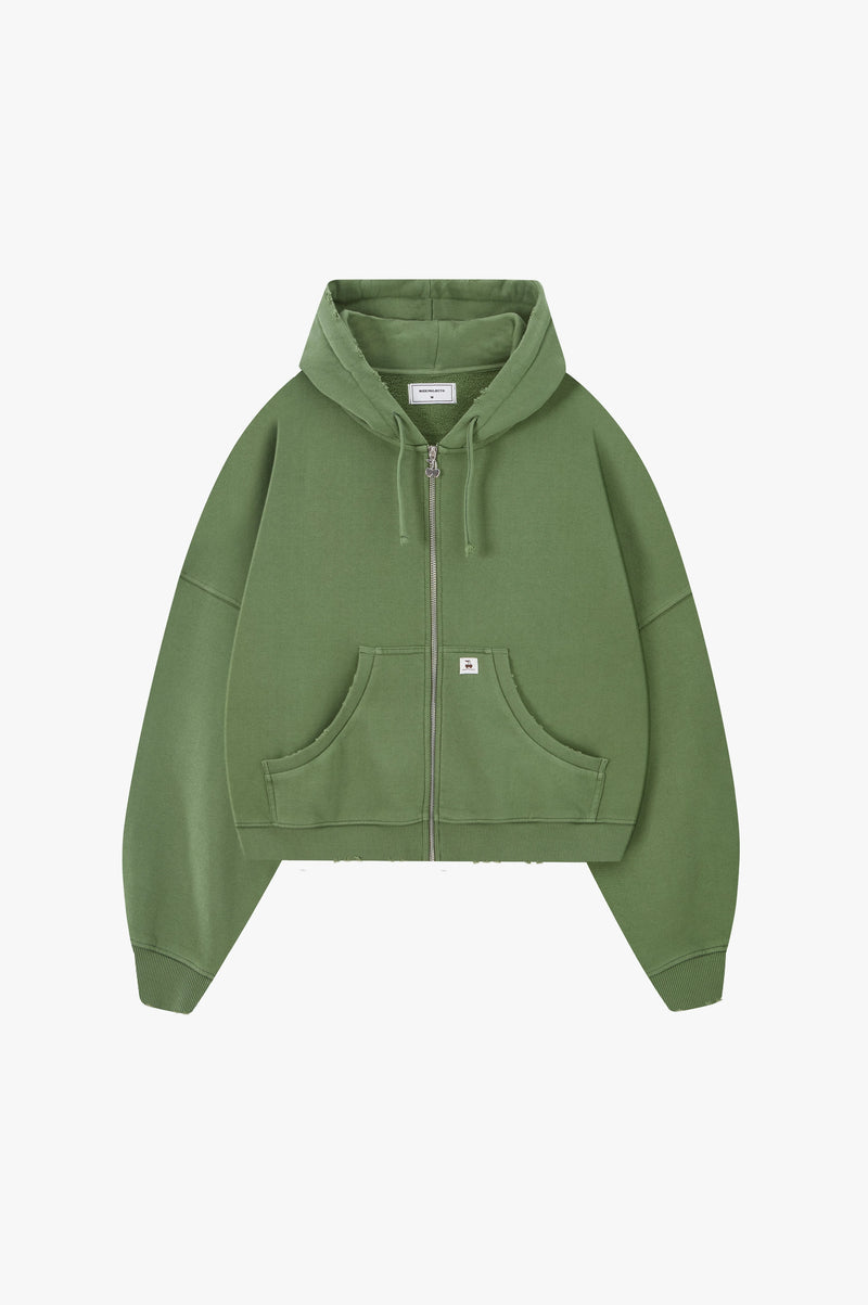Script Zip-Up Hoodie Green