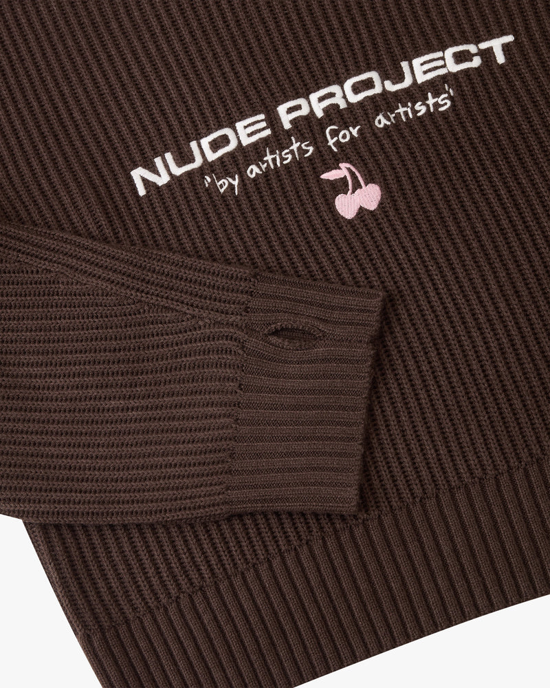 Wavy Knit Sweater Brown