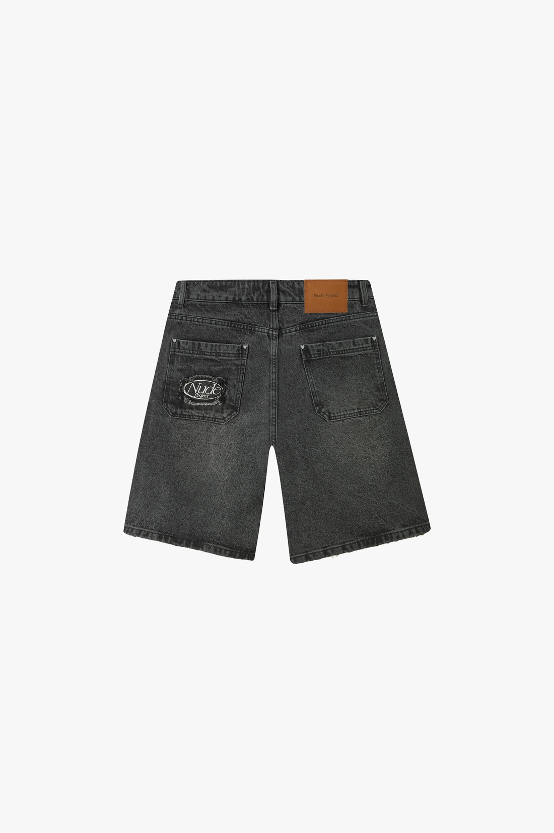 Straight Denim Shorts Black