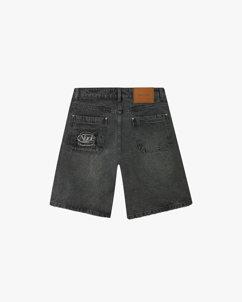 Straight Denim Shorts Black