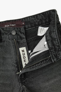 Straight Denim Shorts Black