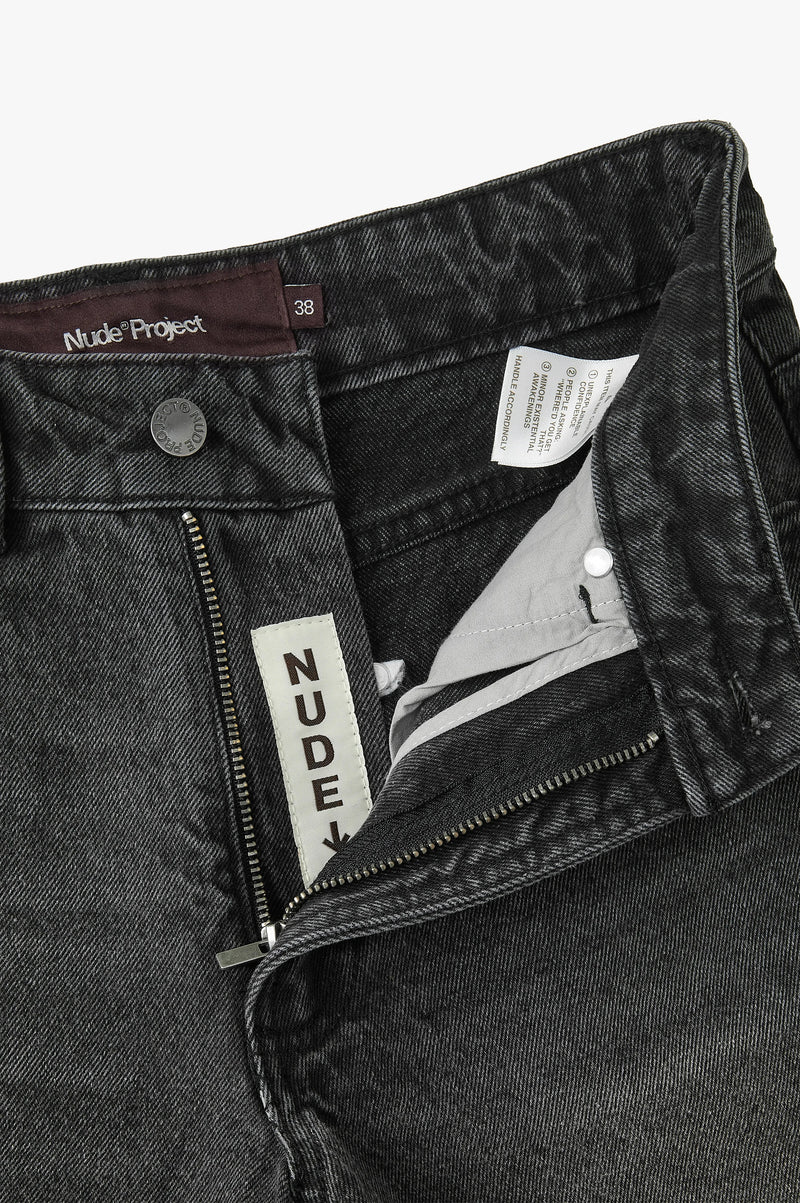 Straight Denim Shorts Black