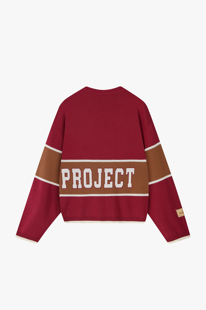 Big-Striped Knit Sweater Red