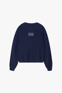 Wavy Knit Sweater Navy