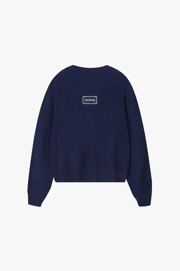 Wavy Knit Sweater Navy