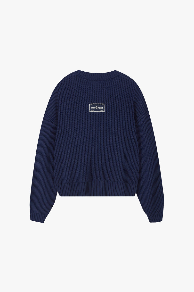 Wavy Knit Sweater Navy
