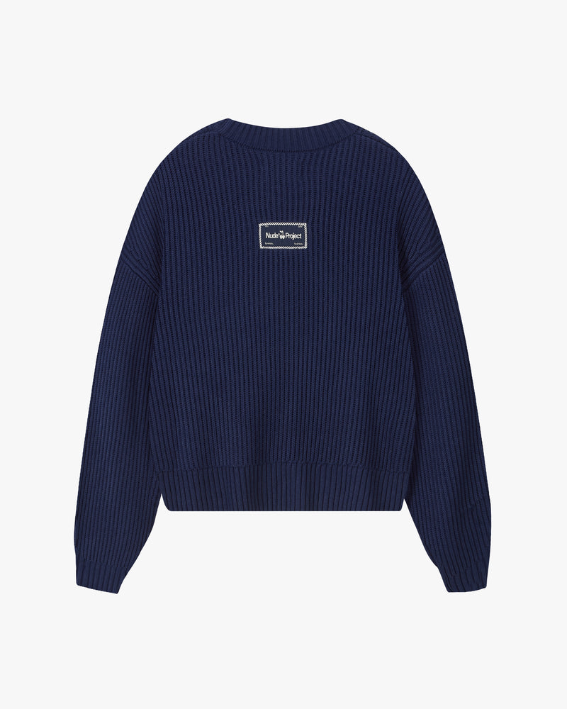 Wavy Knit Sweater Navy