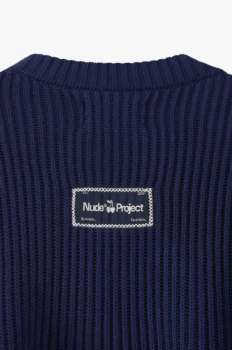 Wavy Knit Sweater Navy