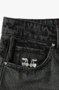 Straight Denim Shorts Black