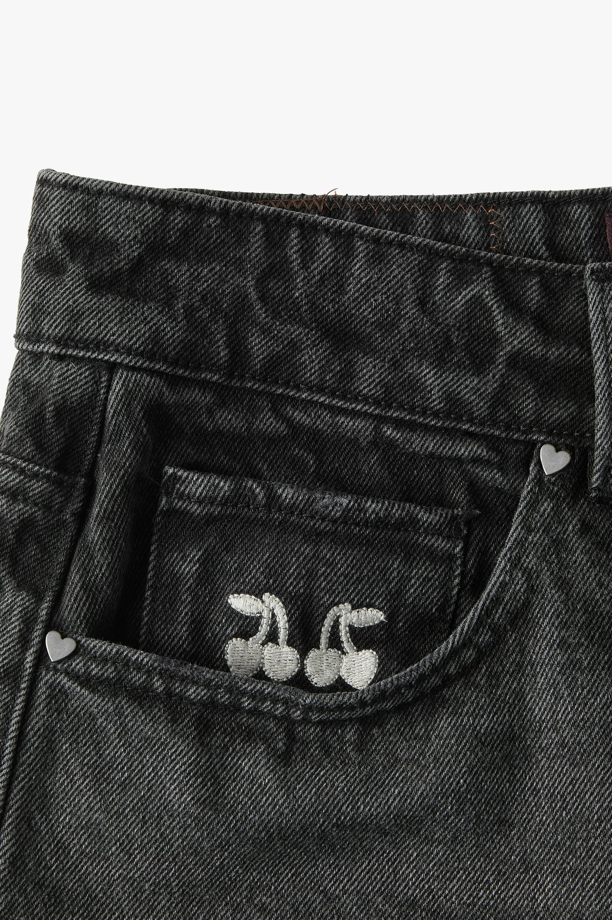 Straight Denim Shorts Black