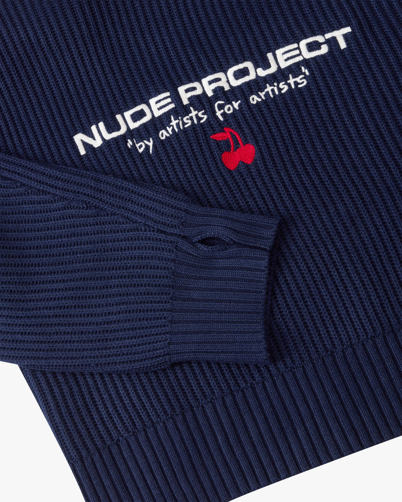 Wavy Knit Sweater Navy