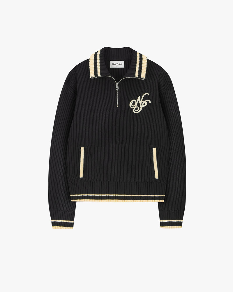 Ying-Yang Quarter-Zip Knit Black