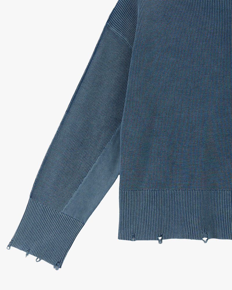 Perfect Cropped Knit Sweater Washed Blue