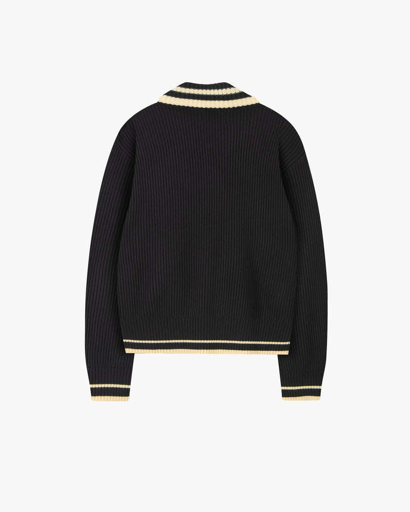 Ying-Yang Quarter-Zip Knit Black