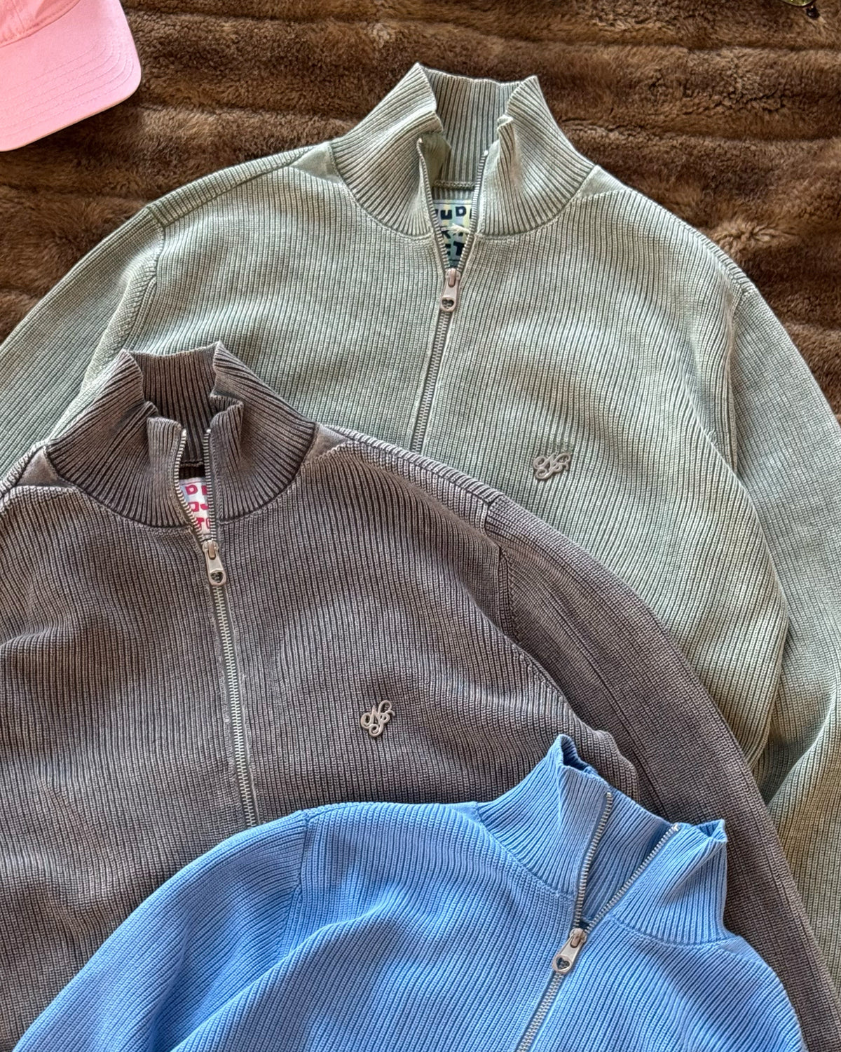 Shady Knit Zip-Up Cardigan Green