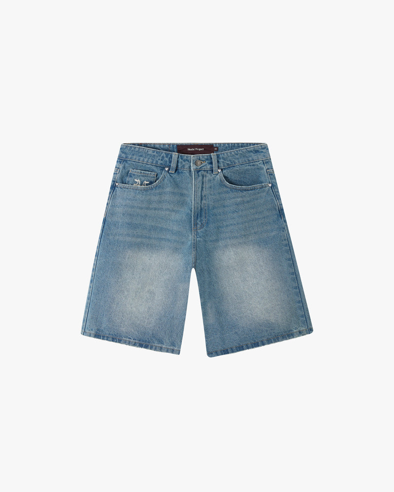 Straight Denim Shorts Medium Blue