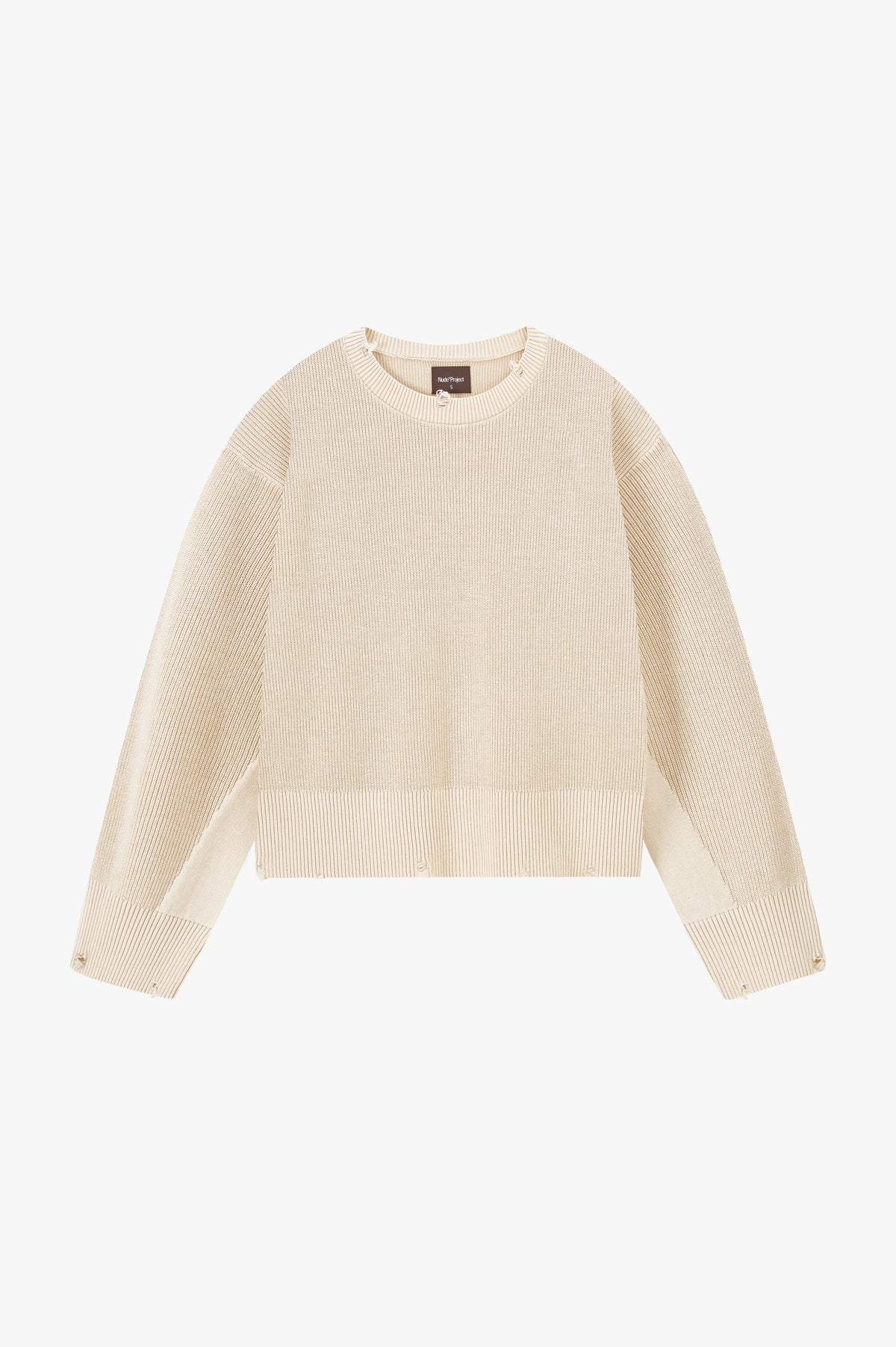 Perfect Cropped Knit Sweater Beige