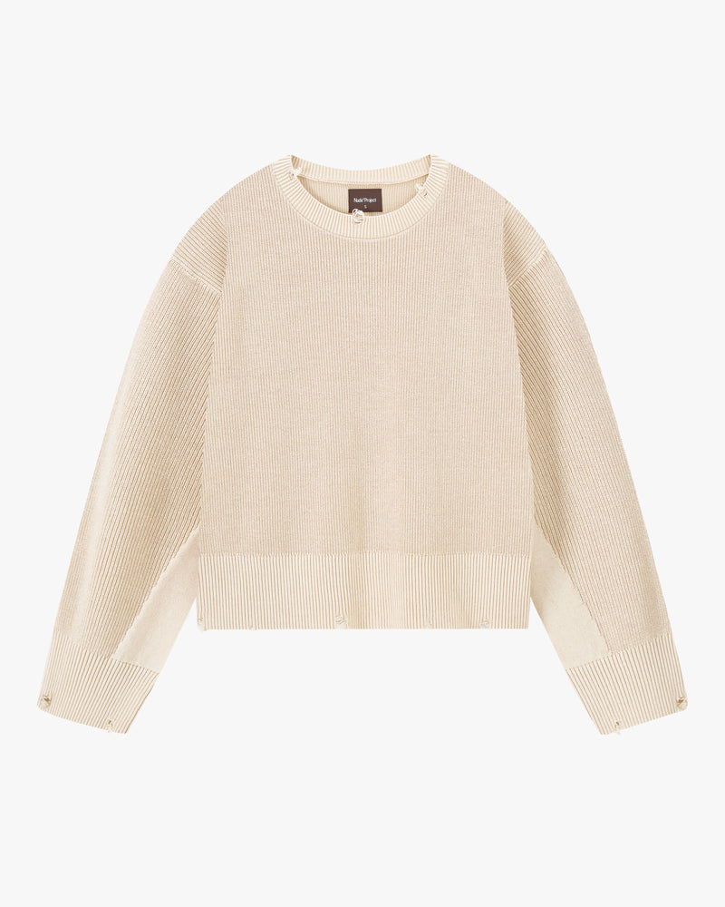 Perfect Cropped Knit Sweater Beige