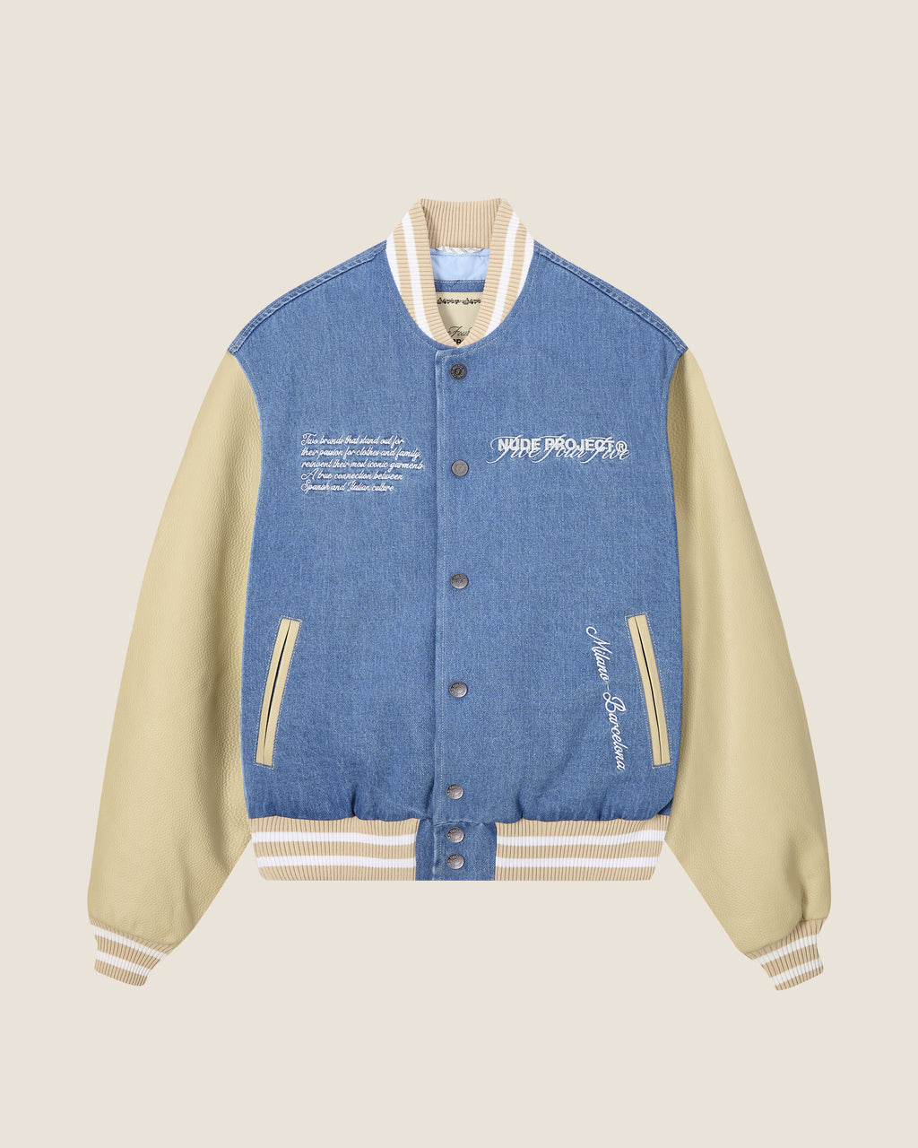 NUDE PROJECT x 545 DENIM VARSITY JACKET