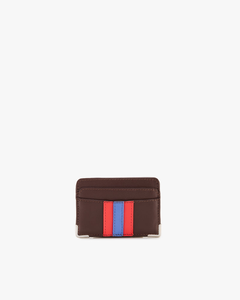 Flag Leather Cardholder Brown