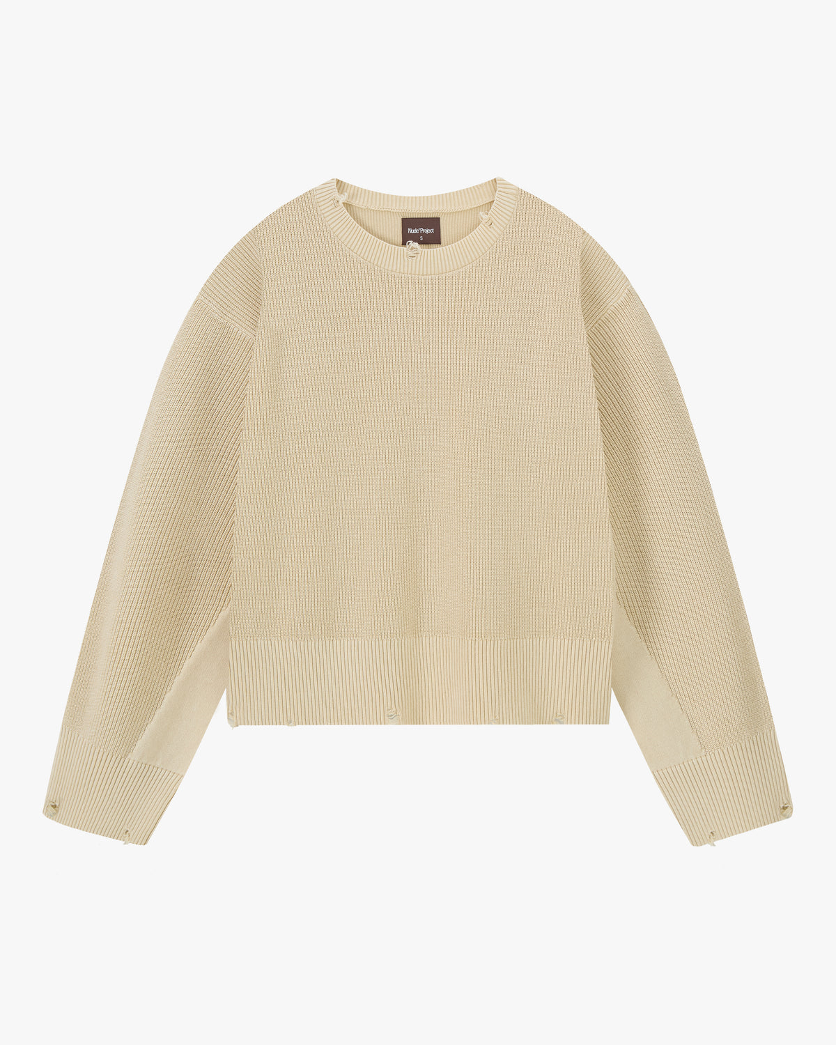 Perfect Cropped Knit Sweater Beige
