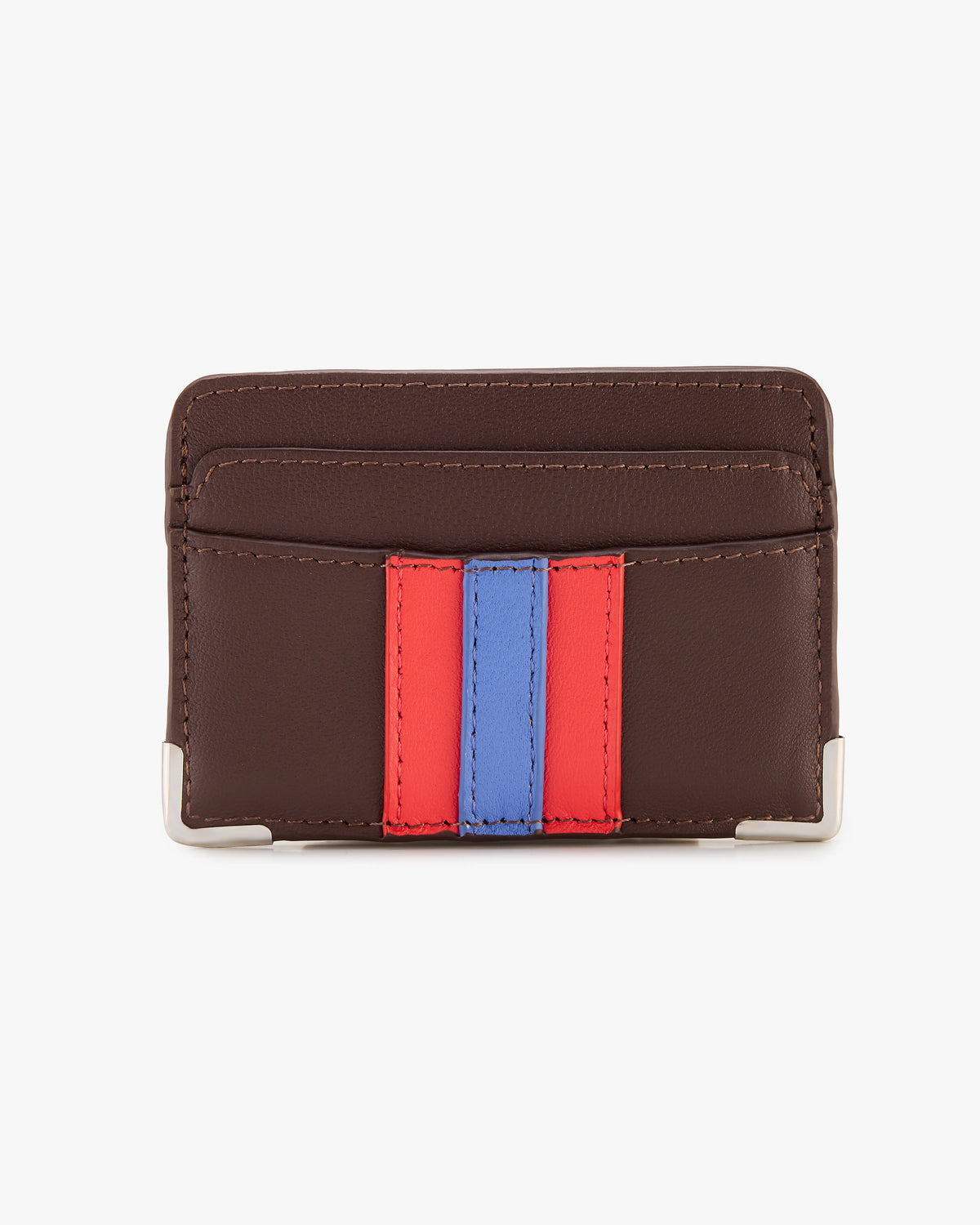 Flag Leather Cardholder Brown