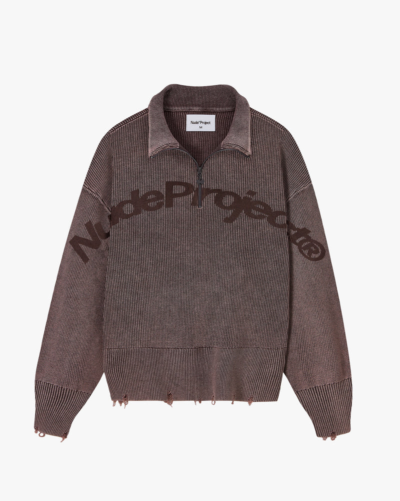Beast Quarter-Zip Knit Brown
