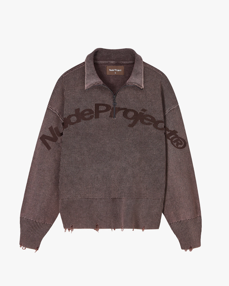 Beast Quarter-Zip Knit Brown