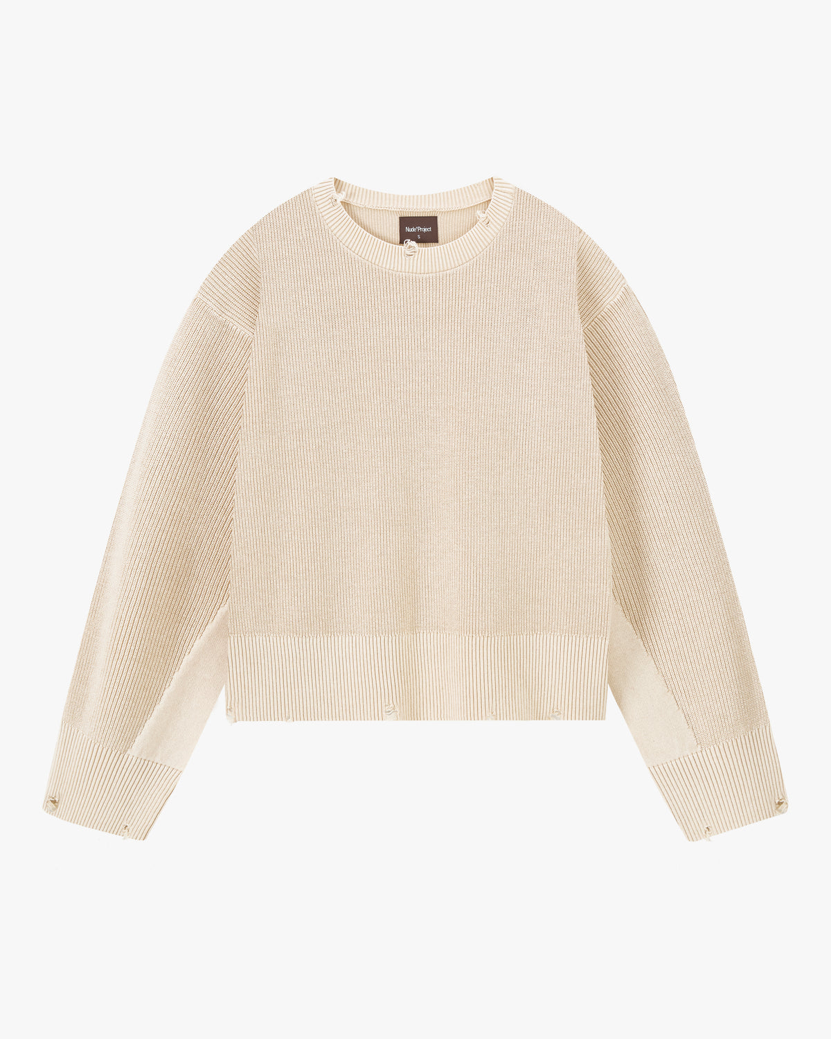 Perfect Cropped Knit Sweater Beige