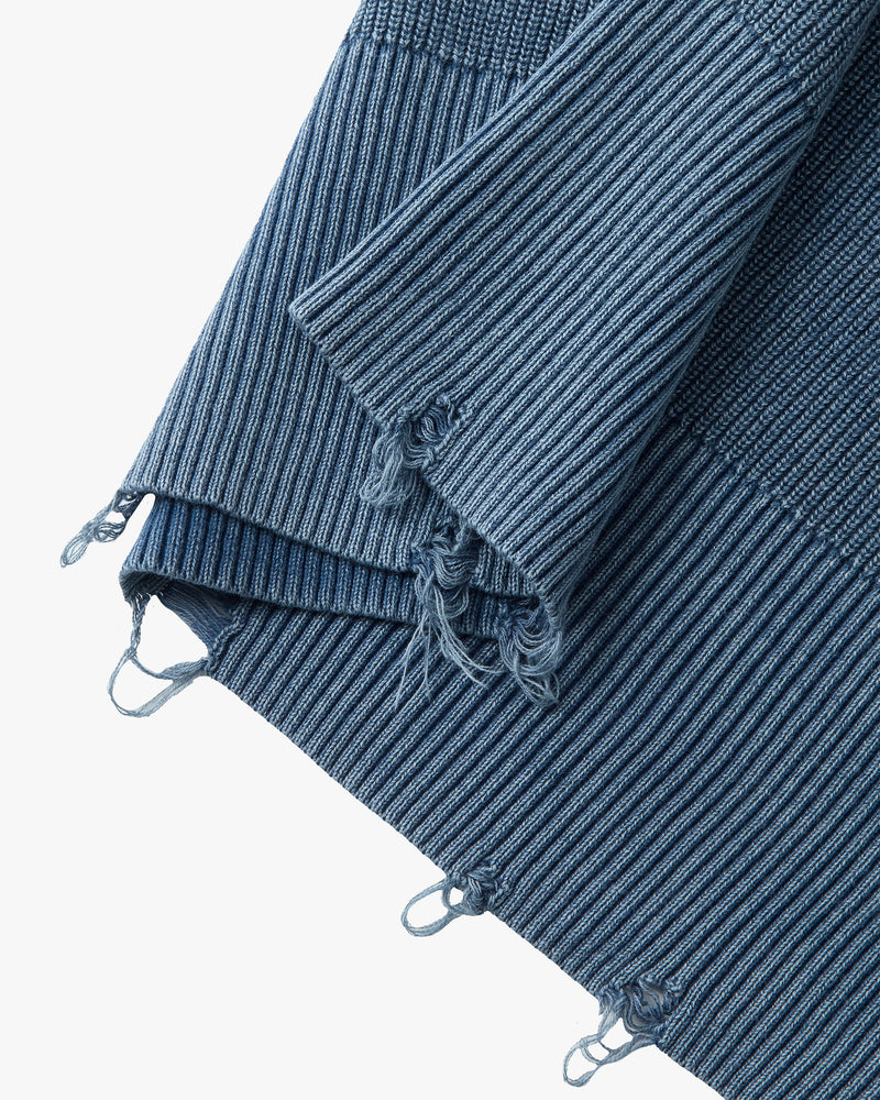 Perfect Cropped Knit Sweater Washed Blue