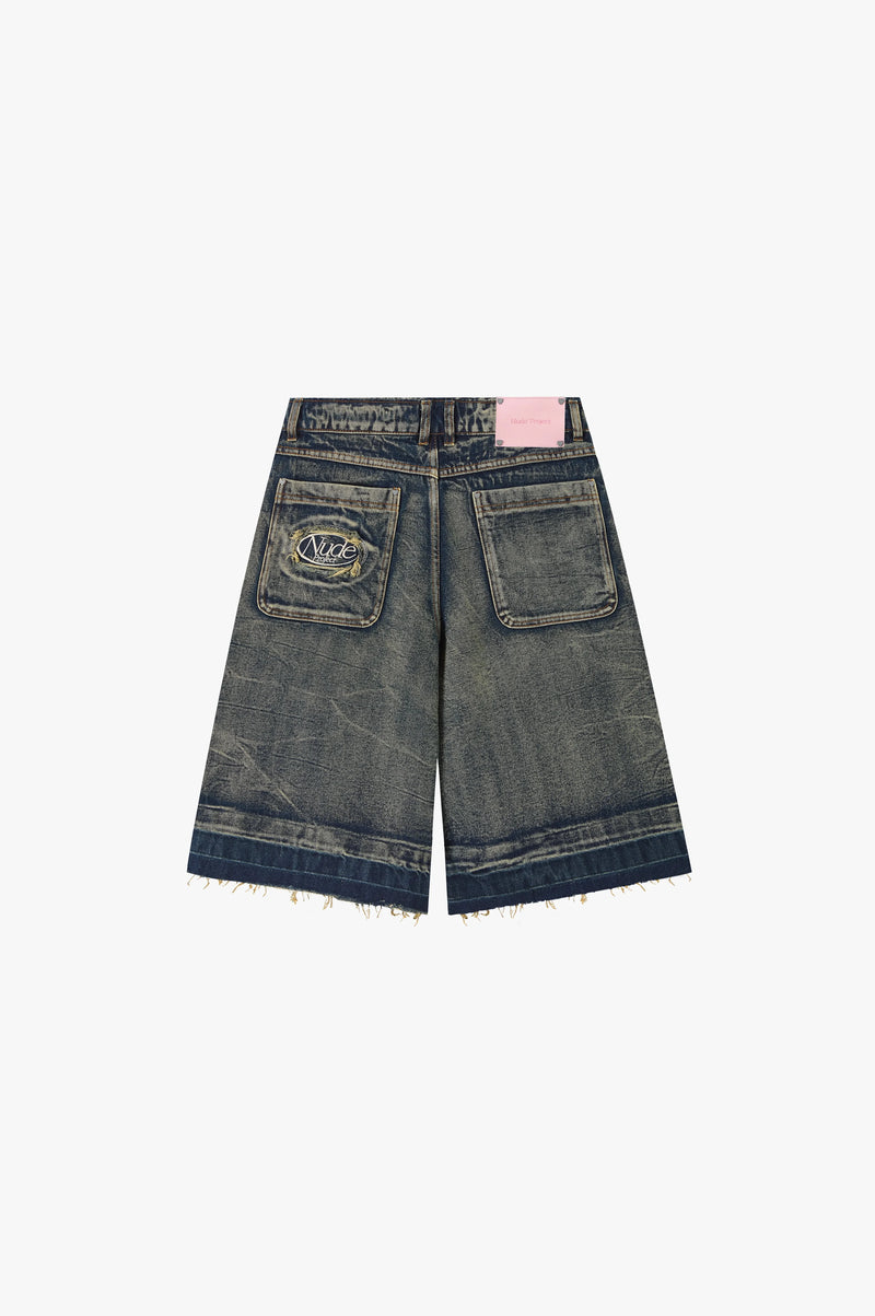 Old Baggy Denim Shorts Dirty Wash