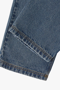 Basic Straight Jeans Dark Indigo Bleach