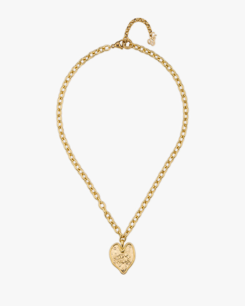 Heart Script Necklace Gold