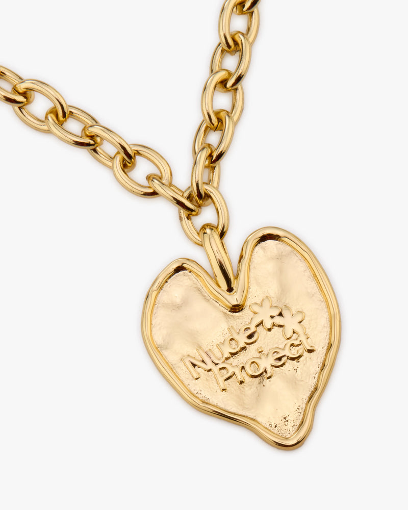 Heart Script Necklace Gold