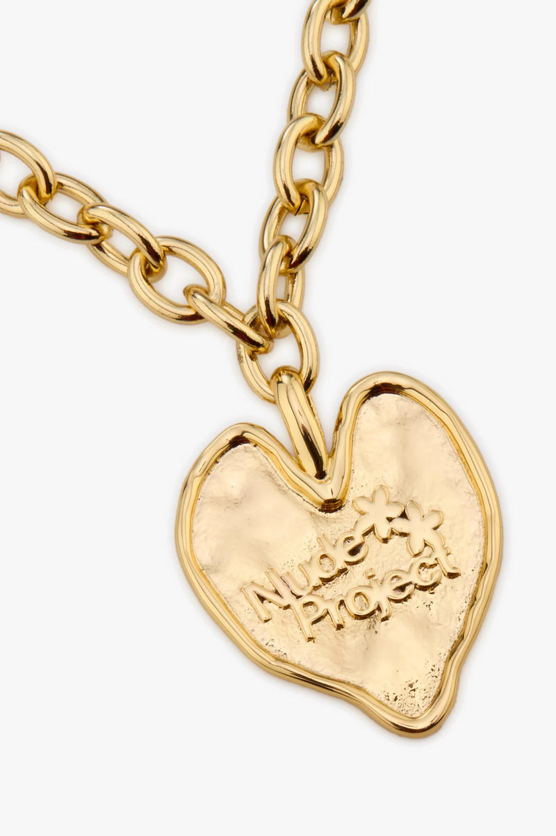 Heart Script Necklace Gold