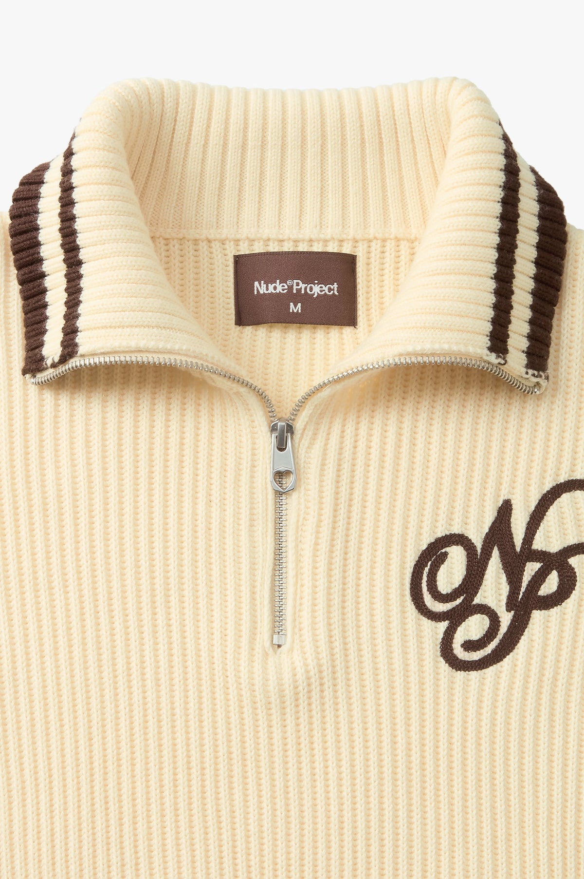 Ying-Yang Quarter-Zip Knit Off-white