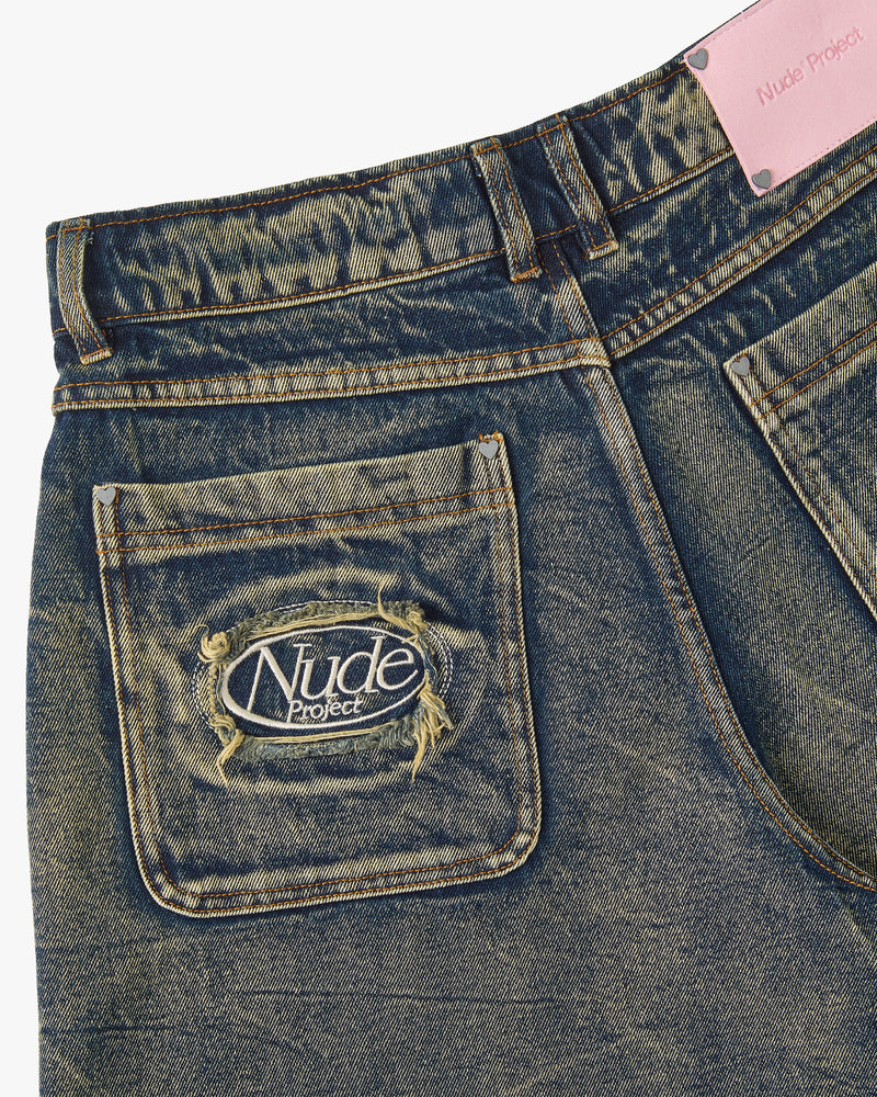 Old Baggy Denim Shorts Dirty Wash