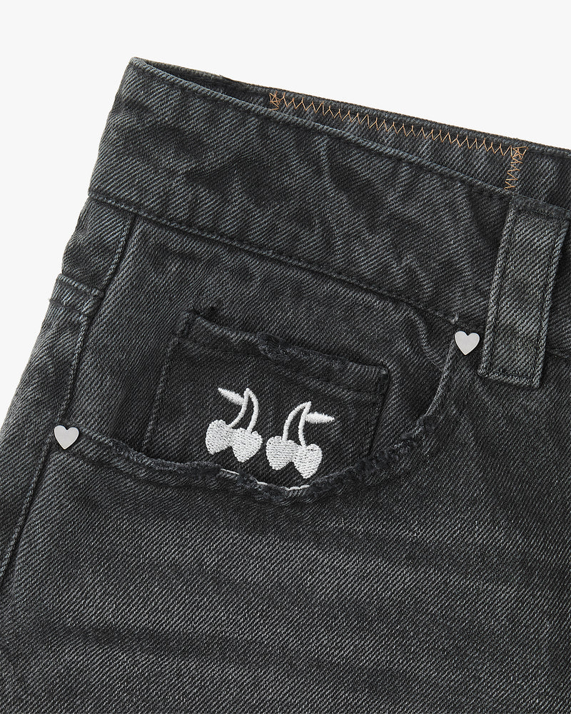 Basic Straight Jeans Black-Black