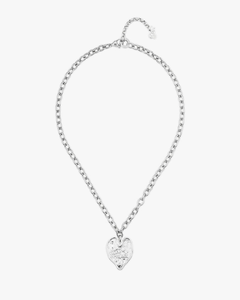 Heart Script Necklace Silver