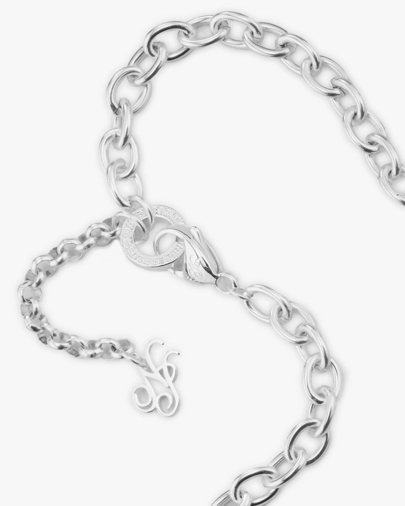 Heart Script Necklace Silver