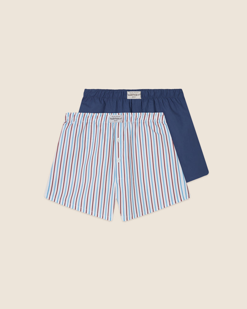 ESSENCIAL BOXER DOUBLE PACK - STRIPED BLUE/NAVY