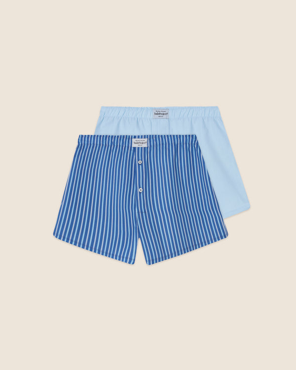 ESSENCIAL BOXER DOUBLE PACK - STRIPED BLUE/BABY BLUE
